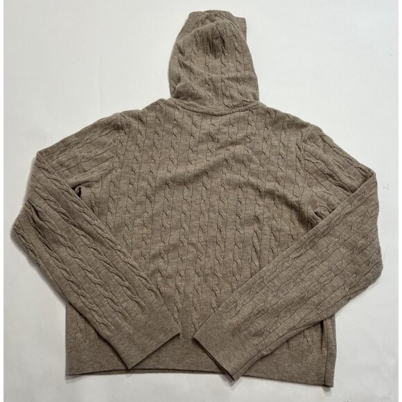 Uniqlo Washable Cable Knit Hoodie in Tan - Picture 3 of 4